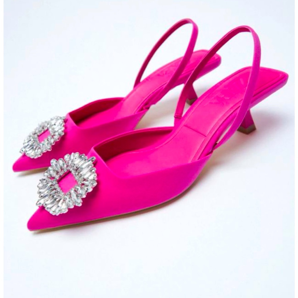 Zara Elegant Pink Slingback Heels